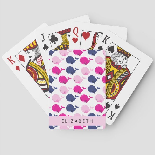 Jeu De Cartes Beaux Baleines, Motif De Baleines, Votre Nom (dos)