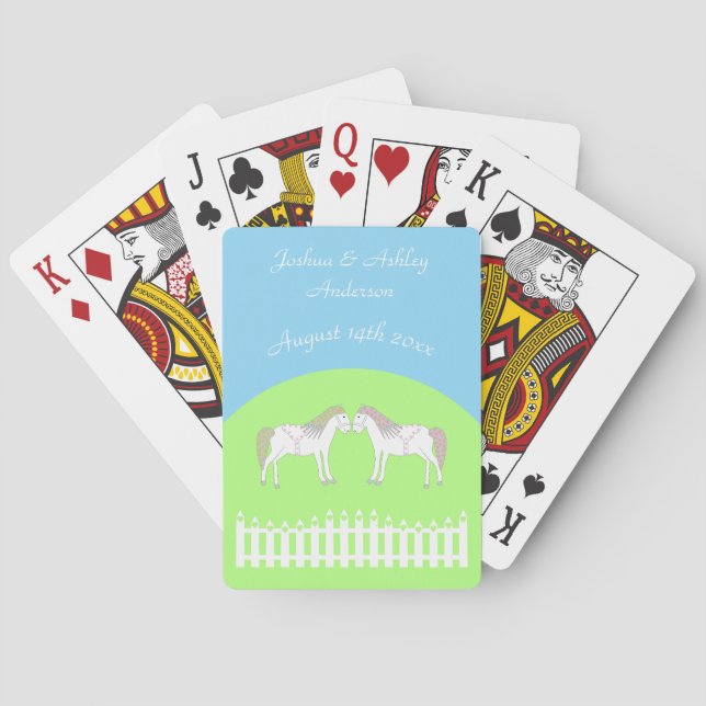 Jeu De Cartes Beaux Chevaux Blancs de Mariage sur Mesure (dos)