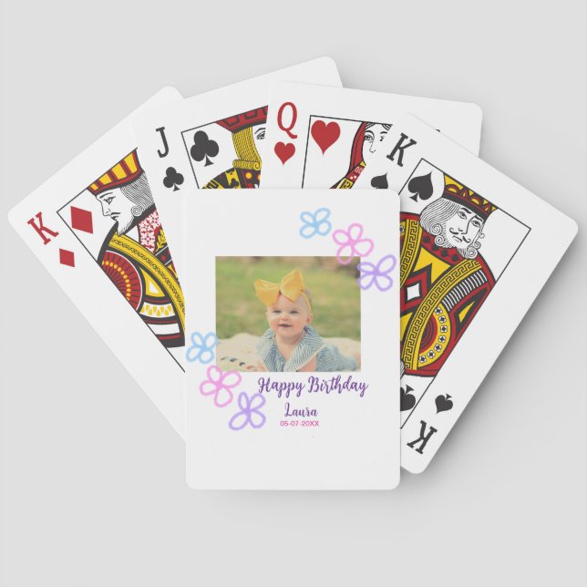 Jeu De Cartes Bébé enfants 1er anniversaire ajouter le nom date  (dos)