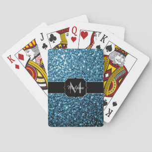 Jeu De Cartes Bébé faux paillettes scintillantes bleu clair Mono