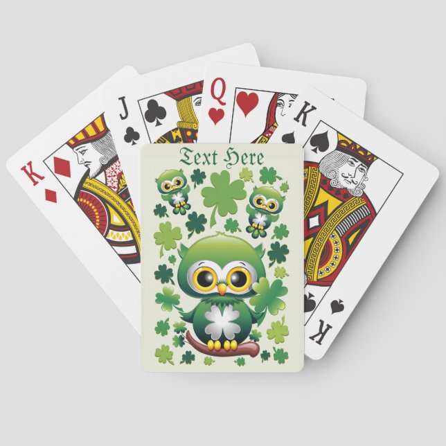 Jeu De Cartes Bébé Hibou Mignon St Patrick Dessin Animé (dos)