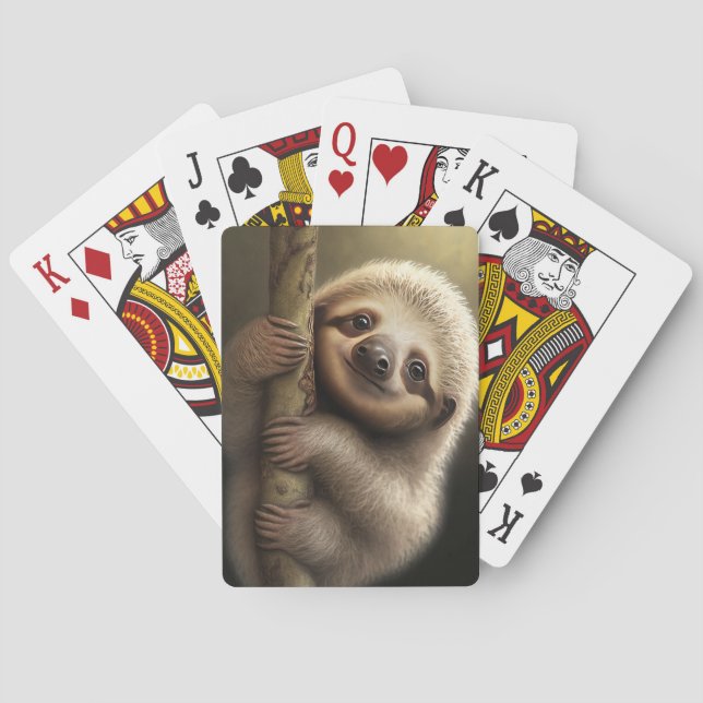 Jeu De Cartes Bébé mignon Sloth Souriant Faune Nature Animal (dos)