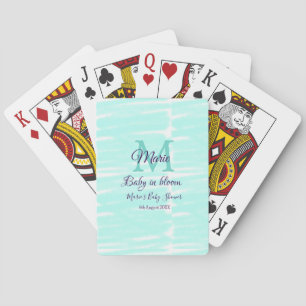 Jeu De Cartes Bébé vert pastel en fleurs monogramme baby shower 