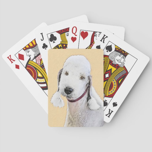 Jeu De Cartes Bedlington Terrier Painting - Art original du chie (dos)
