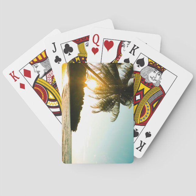 Jeu De Cartes Bel coucher de soleil sur la plage tropicale avec  (dos)