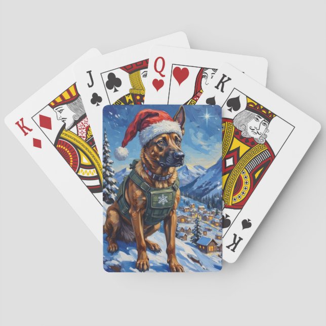 Jeu De Cartes Belgian Malinois Mountain Patrol Christmas (dos)