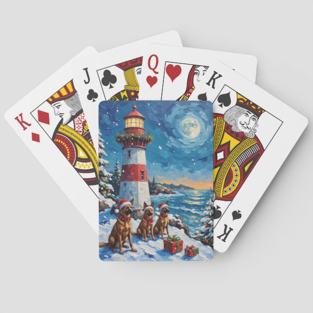 Jeu De Cartes Belgian Malinois Noël Phare Vacances (dos)