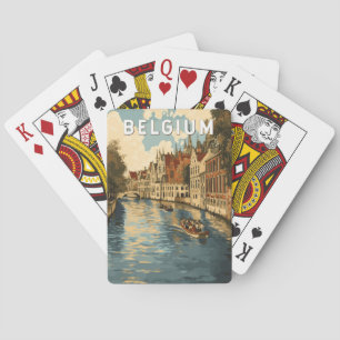 Jeu De Cartes Belgique Illustration Travel Art Vintage