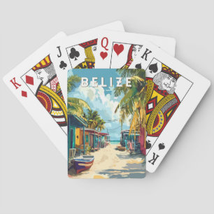 Jeu De Cartes Belize Illustration Voyage Art Vintage