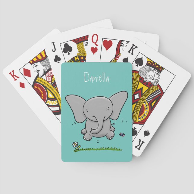 Jeu De Cartes Belle adorable dessin d'éléphant bébé (dos)