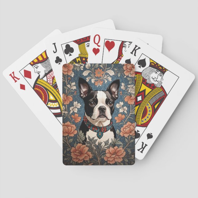 Jeu De Cartes Belle Boston Terrier William Morris Inspiré (dos)
