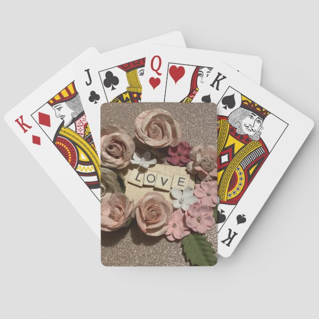 Jeu De Cartes Belle élégance florale amour et parties scintillan (dos)