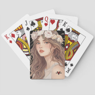 Jeu De Cartes Belle Fille Anime Florale – Esthétique Pastel Douc