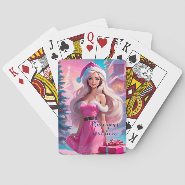 Jeu De Cartes Belle fille de Noël rose 01 (dos)