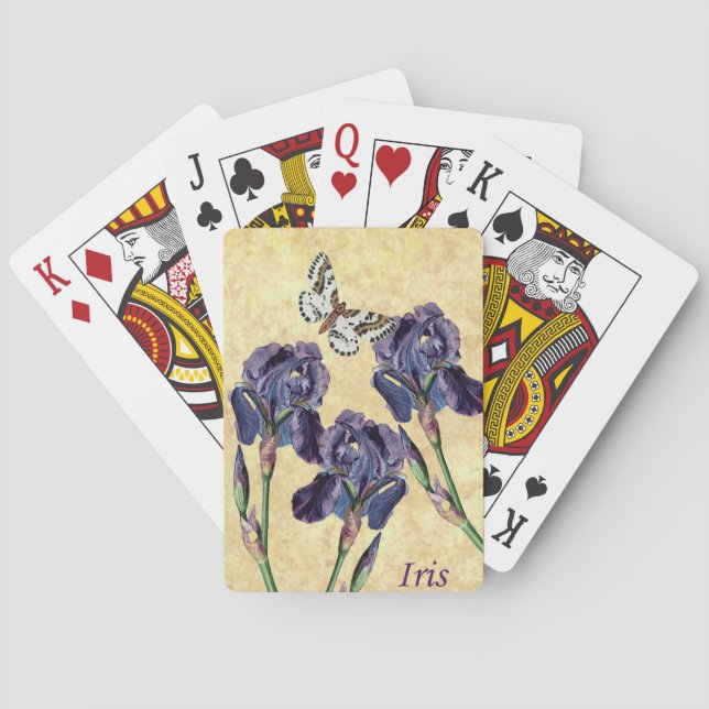 Jeu De Cartes Belle Fleurs d'Iris pourpres et Papillon (dos)