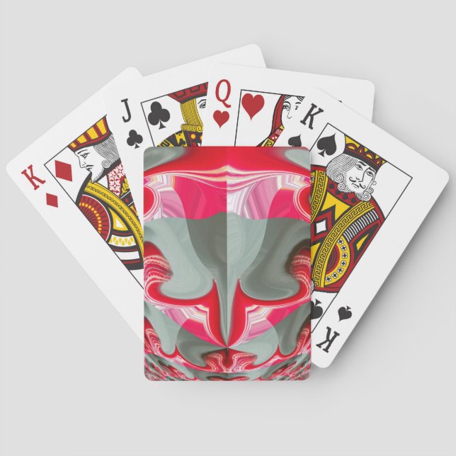 Jeu De Cartes Belle géométrie rouge cendre gris Motif Art Design (dos)