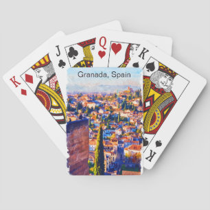 Jeu De Cartes Belle Granada Espagne Aquarelle Vue