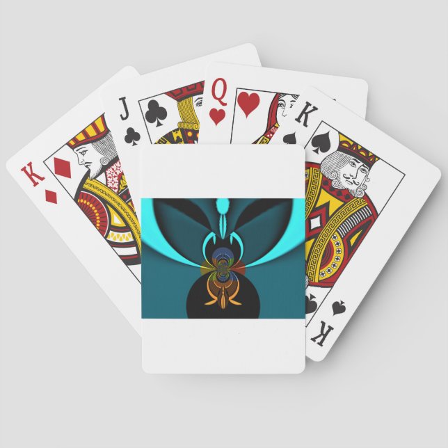 Jeu De Cartes Belle Impression d'Art Abstrait Cyan (dos)