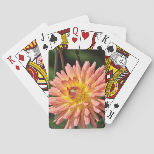 Jeu De Cartes Belle impression florale dahlia rose (dos)