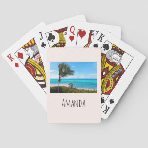 Jeu De Cartes Belle plage tropicale aux palmiers venteux