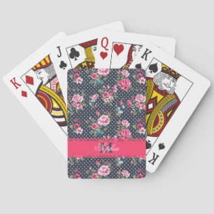 Jeu De Cartes Belle tendance girly vintage monogramme roses