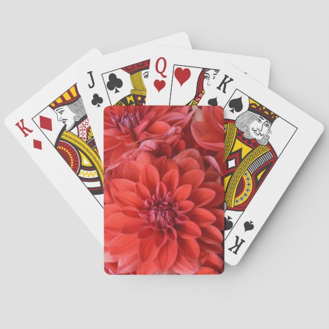 Jeu De Cartes Belles fleurs de dahlia rouge (dos)