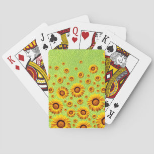 Jeu De Cartes Belles fleurs jaunes sur vert abstrait