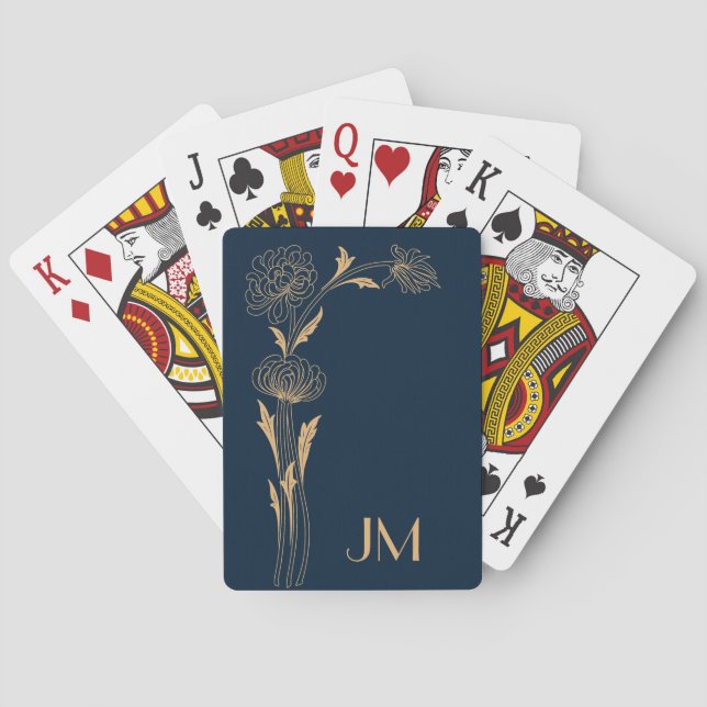 Jeu De Cartes Belles fleurs or Art Déco (dos)