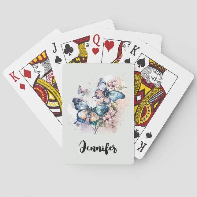Jeu De Cartes Belles papillons et fleurs (dos)