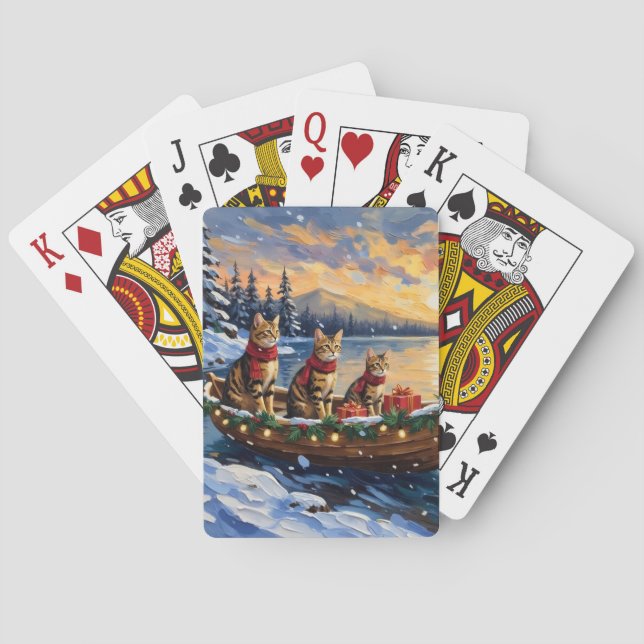 Jeu De Cartes Bengal Cat Christmas Boat Holiday (dos)