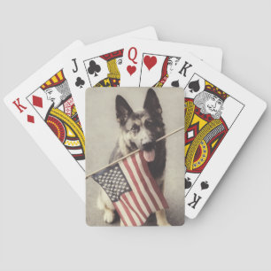 Jeu De Cartes Berger Allemand Avec Drapeau Américain