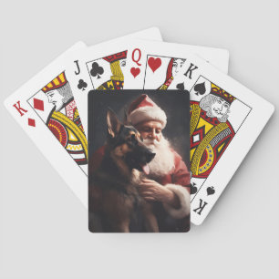 Jeu De Cartes Berger Allemand Avec Noël Festif Du Père Noël