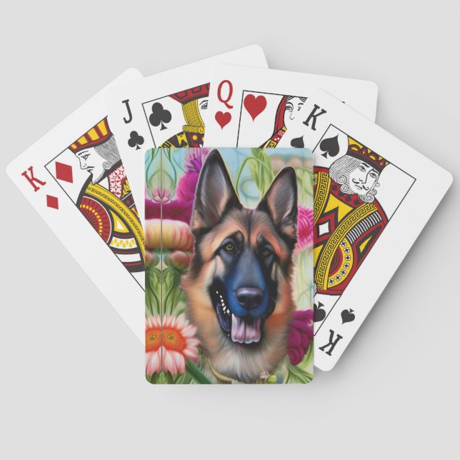 Jeu De Cartes Berger allemand dans le jardin (dos)