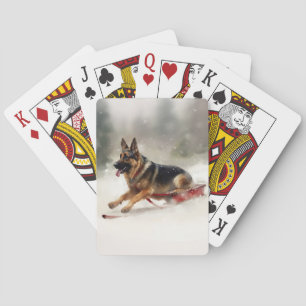 Jeu De Cartes Berger allemand neige de Noël hiver