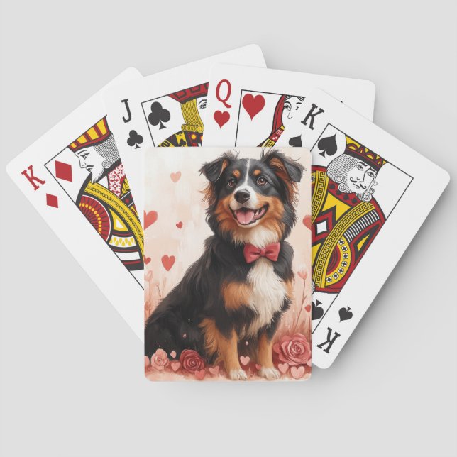 Jeu De Cartes Berger Australien avec des Roses - Saint-Valentin  (dos)