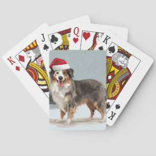 Jeu De Cartes Berger Australien dans la neige de Noël