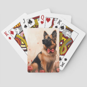 Jeu De Cartes Berger belge avec des roses - Saint-Valentin
