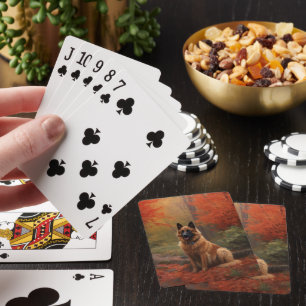 Jeu De Cartes Berger Belge dans les feuilles d'automne qui tombe