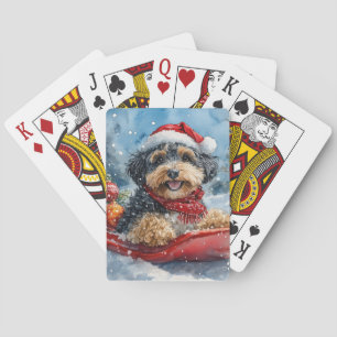 Jeu De Cartes Bernedoodle Chien en Luge Laissez Tomber la Neige 