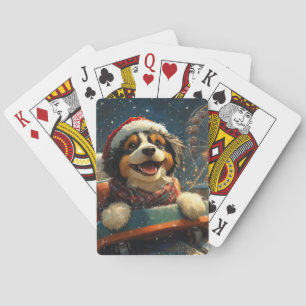Jeu De Cartes Bernedoodle Chien Montagnes Russes Noël