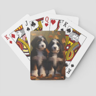 Jeu De Cartes Bernedoodle Chiot Automne Citrouille de plaisir