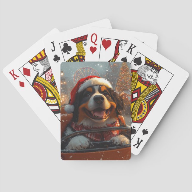 Jeu De Cartes Bernois Mountain Dog Roller Dessous de verre Noël (dos)