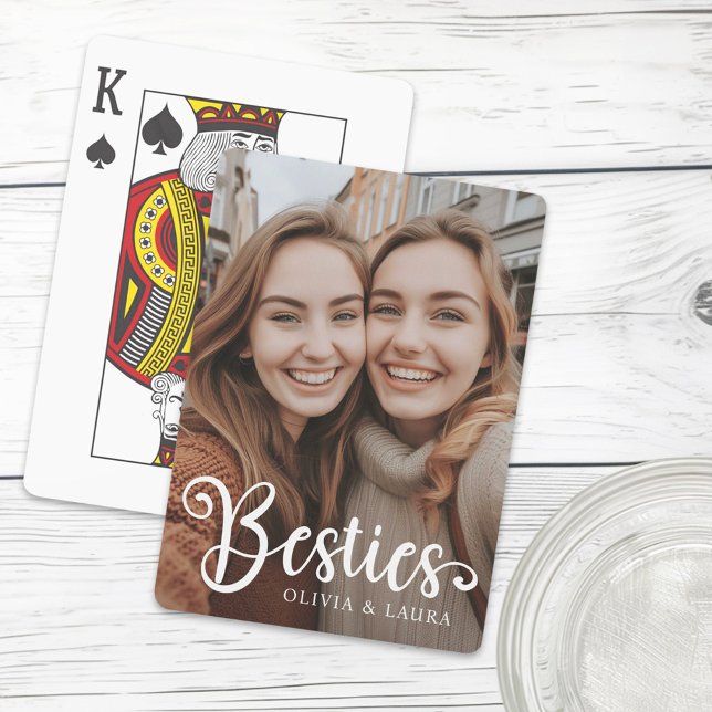 Jeu De Cartes Besoins meilleurs amis personnalisation noms photo (Besties best friends custom names photo playing cards)