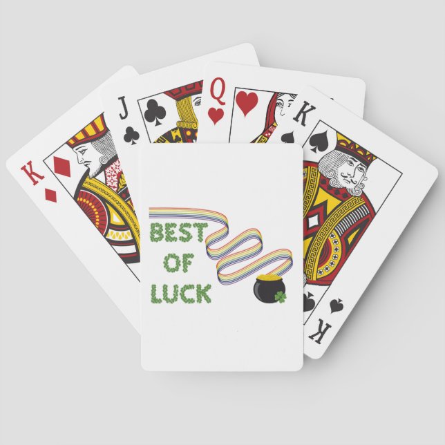 Jeu De Cartes Best of Luck Greeting with Clovers and Rainbow (dos)