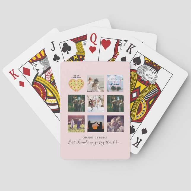 Jeu De Cartes BFF Photo Collage Cadeaux Dusty rose PIZZA Amis (dos)