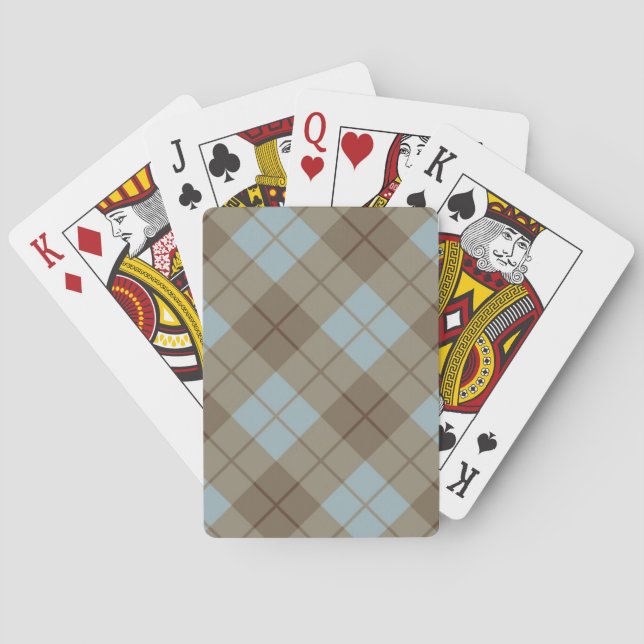 Jeu De Cartes Biais Plaid en bleu et Brown (dos)