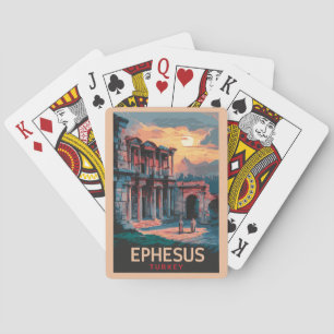 Jeu De Cartes Bibliothèque Ephesus de Celsus Travel Art Vintage