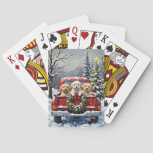 Jeu De Cartes Bichon Frise camion rouge de Noël vacances