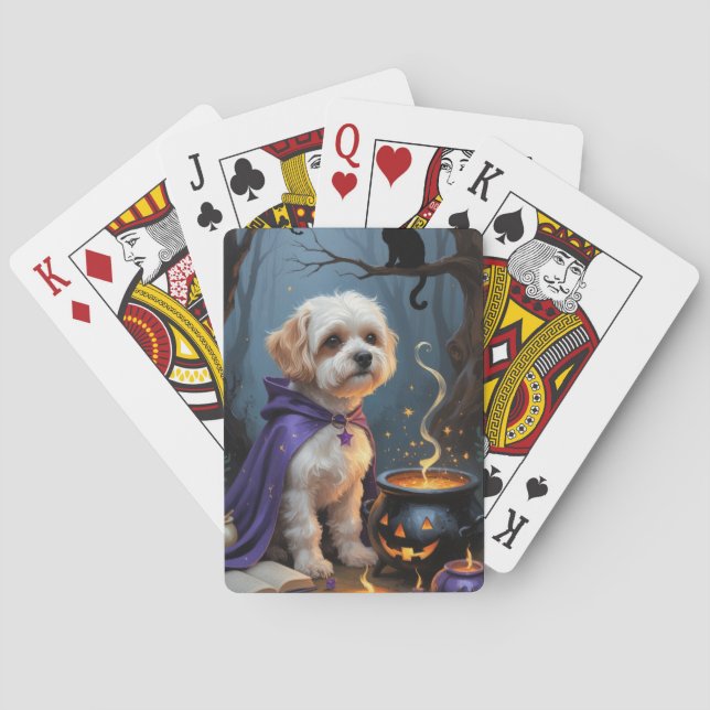 Jeu De Cartes Bichon Frise Chien Whimsical Halloween Peinture (dos)