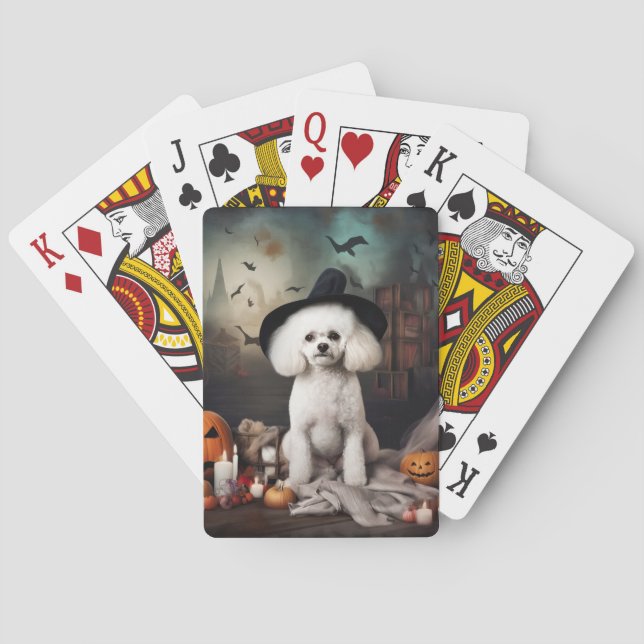 Jeu De Cartes Bichon Frise Citrouilles Halloween effrayant (dos)